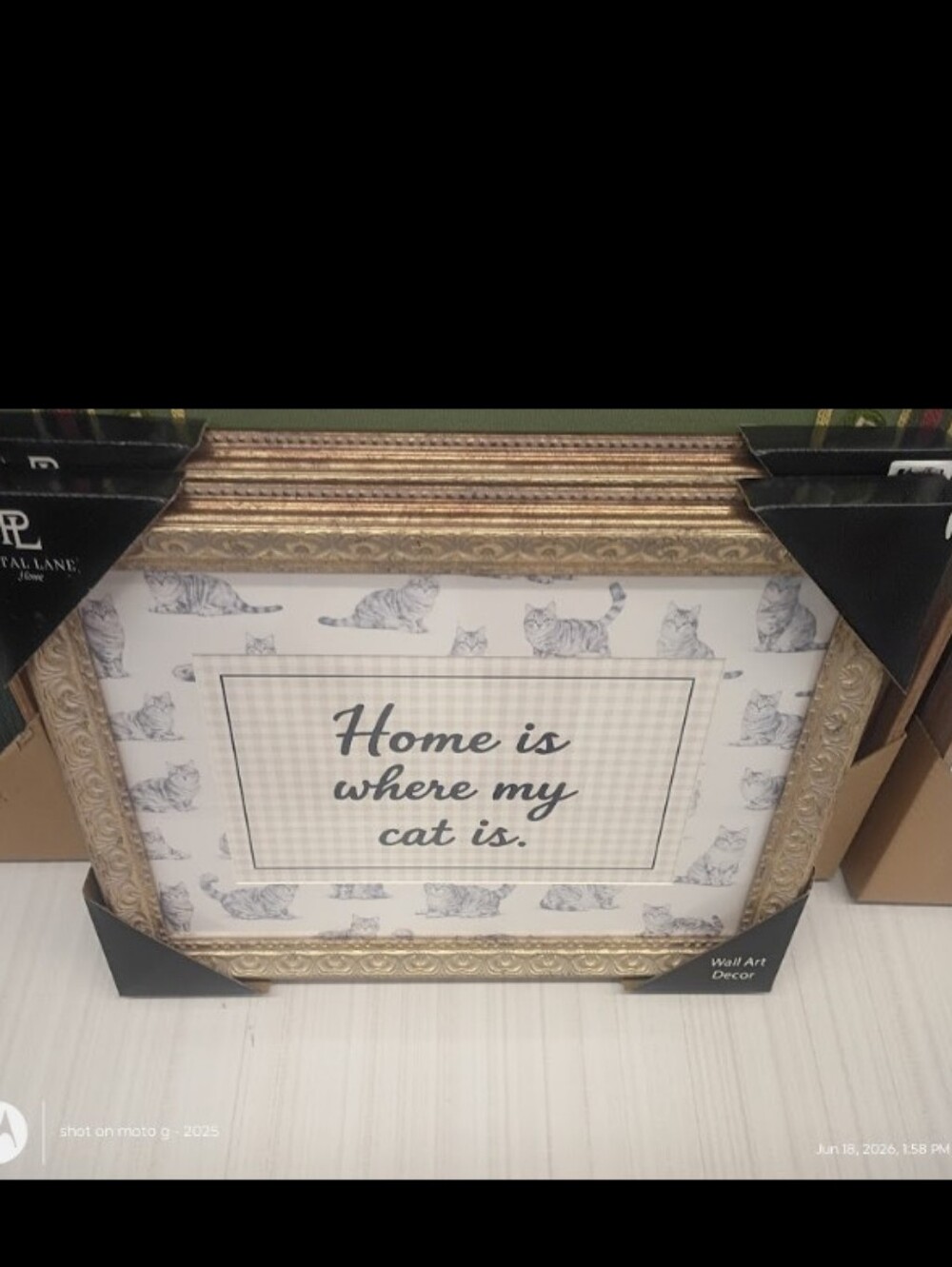 Gold Framed "Home is Where My Cat Is" Wall Art by Park Lane